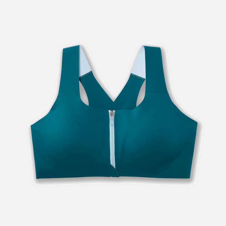 Brooks Dare Zip Womens Running Bra Ireland Sea/Teal (BNCH-92486)